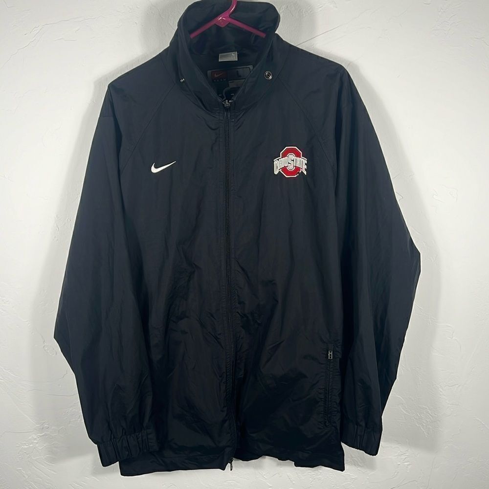 🏈 Vintage Y2K NIKE OHIO STATE BUCKEYES Nylon Full Zip Jacket - Men Sz L - EUC